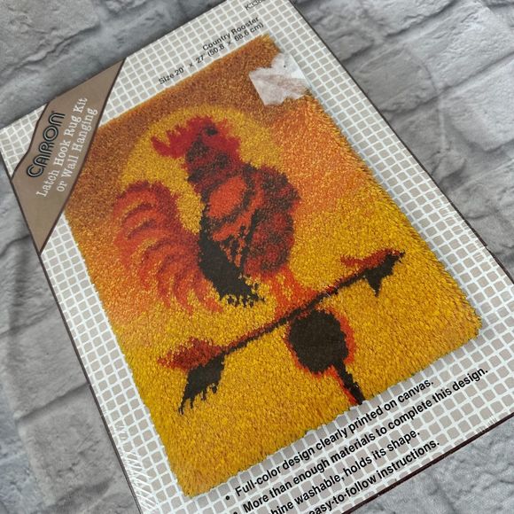 Caron Latch Hook Kit Country Rooster 20x27 K3388 Factory Sealed No Tool DIY Art - Picture 1 of 8